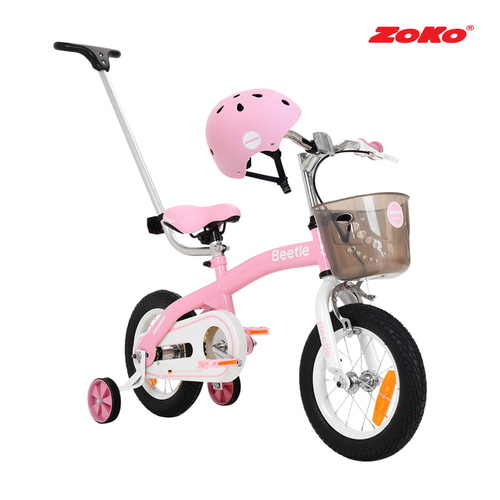 (세트)ZOKO 조코 24년형 비틀 12인치 유아동 체인네발자전거(핑크)+ 유아동 어반 헬멧(핑크)